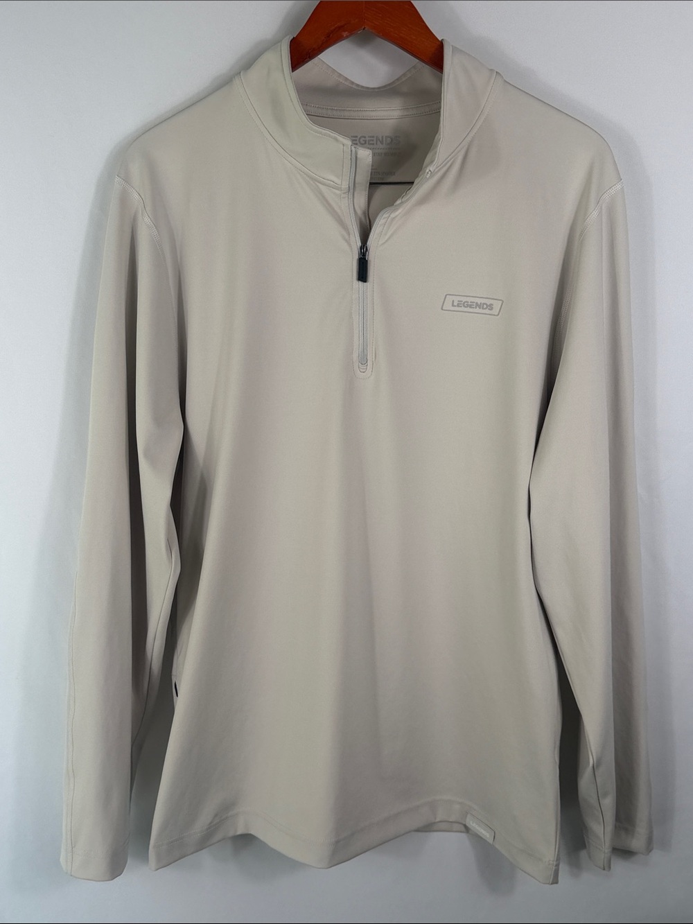 Legends Light Beige Quarter-Zip Pullover Performance Long Sleeve. Mens Size L